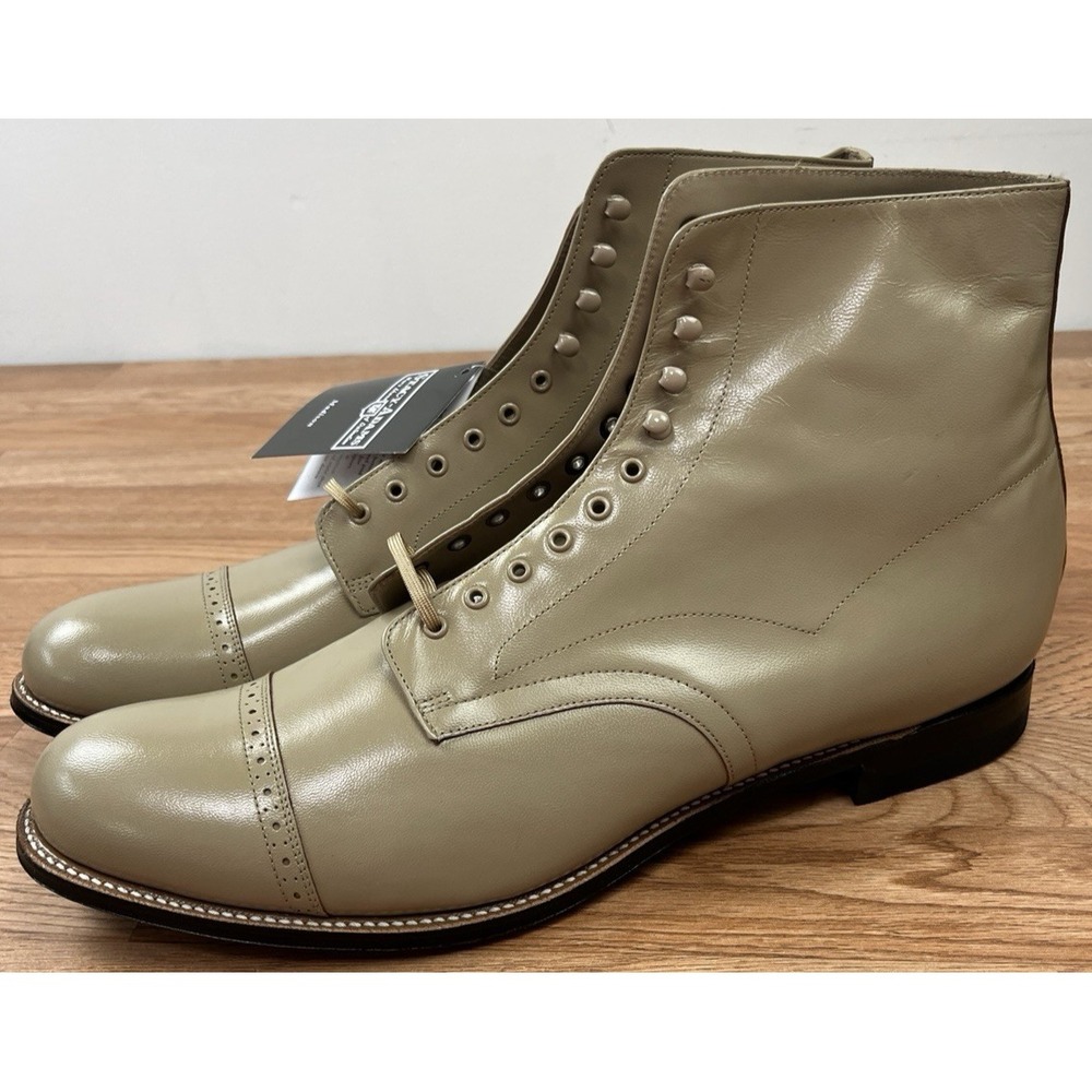 Stacy Adams Madison Cap Toe Leather Boots in Taupe, Mens Size 15 NEW